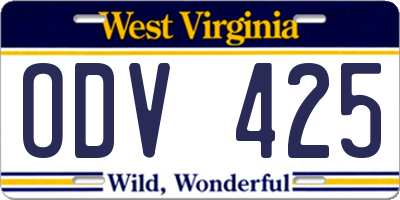 WV license plate ODV425