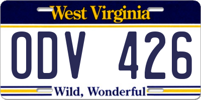 WV license plate ODV426