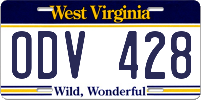 WV license plate ODV428