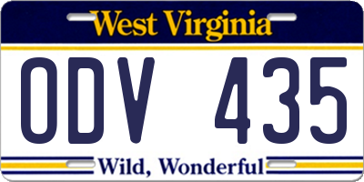 WV license plate ODV435