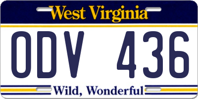 WV license plate ODV436