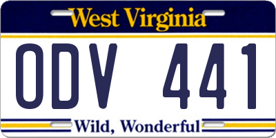WV license plate ODV441