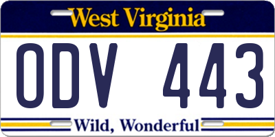 WV license plate ODV443