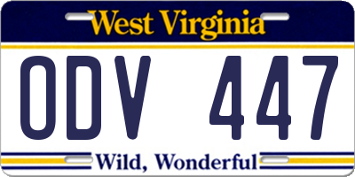 WV license plate ODV447