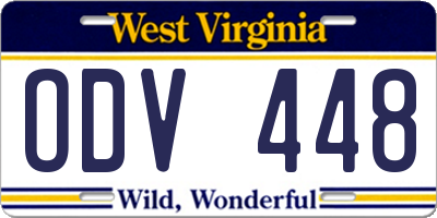WV license plate ODV448