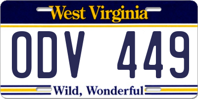 WV license plate ODV449