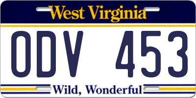 WV license plate ODV453