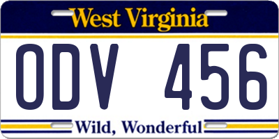 WV license plate ODV456