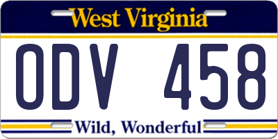 WV license plate ODV458
