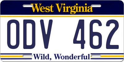 WV license plate ODV462