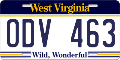 WV license plate ODV463