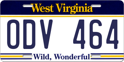 WV license plate ODV464