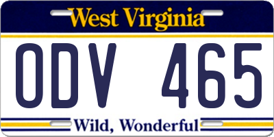 WV license plate ODV465