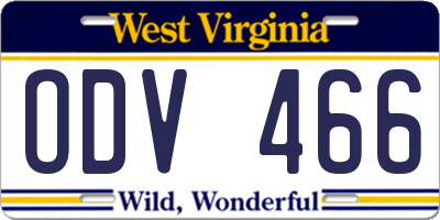 WV license plate ODV466