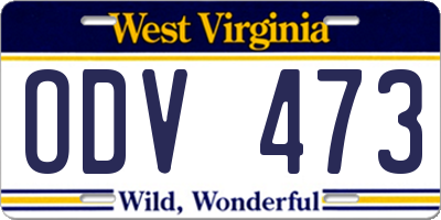 WV license plate ODV473