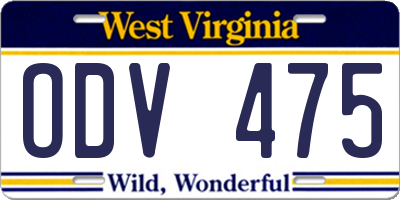 WV license plate ODV475