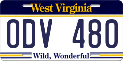 WV license plate ODV480