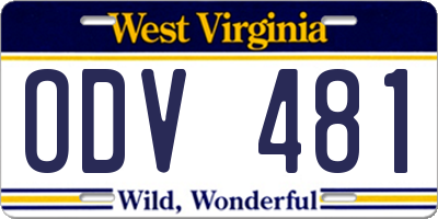 WV license plate ODV481