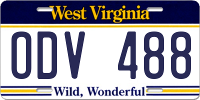 WV license plate ODV488