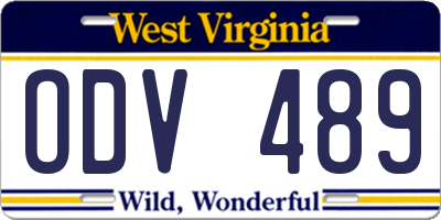 WV license plate ODV489