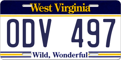 WV license plate ODV497