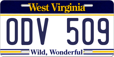 WV license plate ODV509
