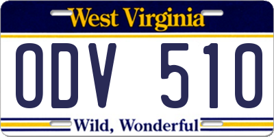 WV license plate ODV510