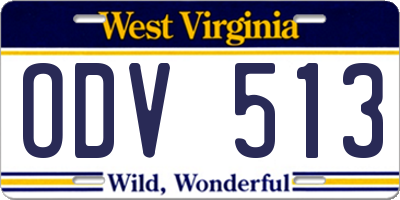 WV license plate ODV513