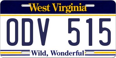 WV license plate ODV515