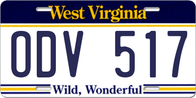 WV license plate ODV517