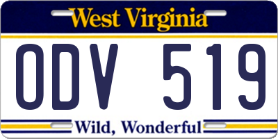 WV license plate ODV519
