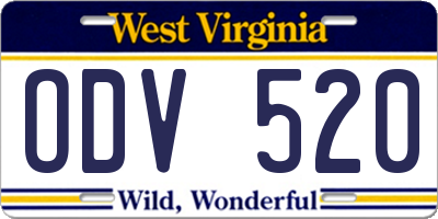 WV license plate ODV520