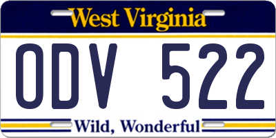 WV license plate ODV522