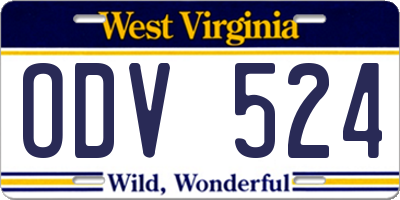 WV license plate ODV524