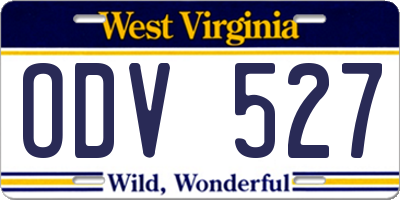 WV license plate ODV527