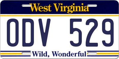 WV license plate ODV529