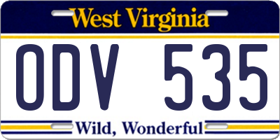 WV license plate ODV535