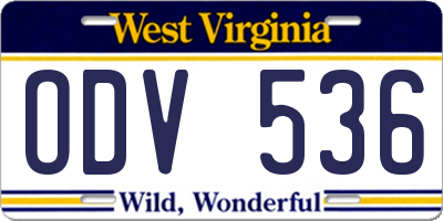 WV license plate ODV536