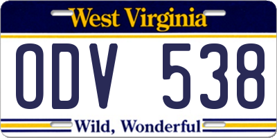 WV license plate ODV538