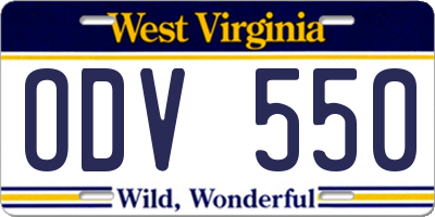 WV license plate ODV550