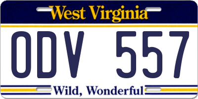 WV license plate ODV557