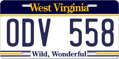 WV license plate ODV558