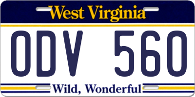 WV license plate ODV560