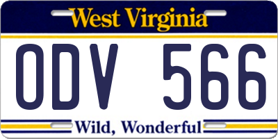 WV license plate ODV566