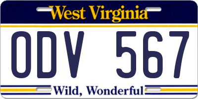 WV license plate ODV567