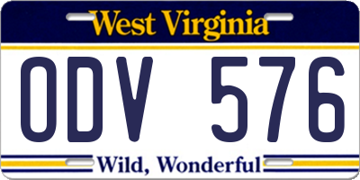 WV license plate ODV576
