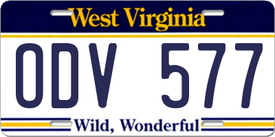 WV license plate ODV577