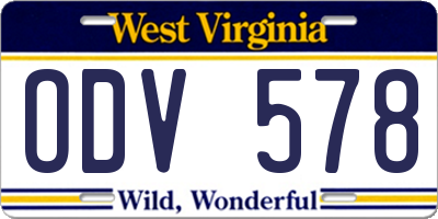 WV license plate ODV578