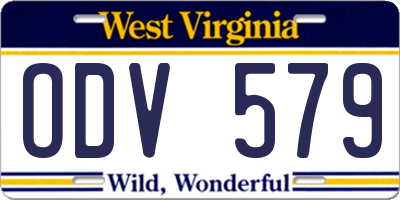 WV license plate ODV579