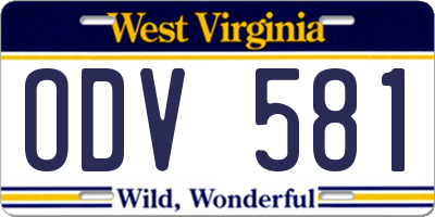 WV license plate ODV581